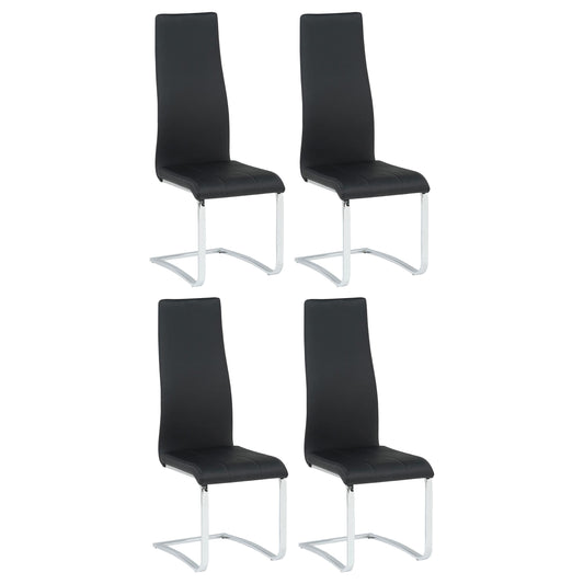 Montclair High Back Dining Chairs Black and Chrome (Set of 4)