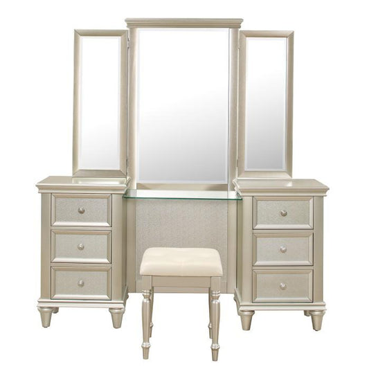 Celandine Vanity Dresser with Mirror in Silver 1928-15*