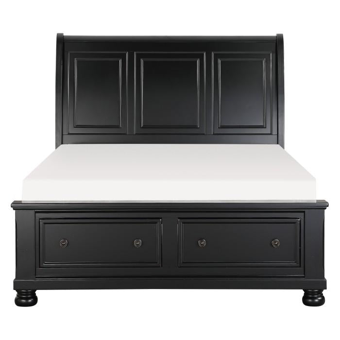 Laurelin Queen Sleigh Platform Storage Bed in Black 1714BK-1
