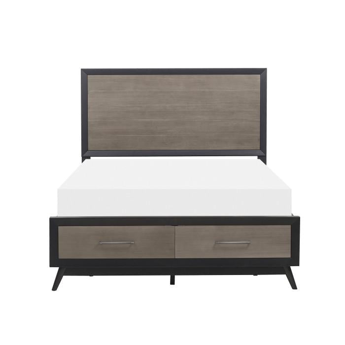 Raku Queen Storage Platform Bed in Gray 1711-1