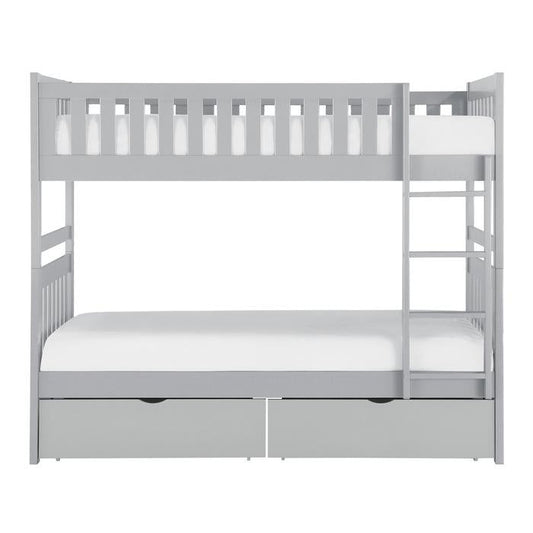 Orion Twin/Twin Bunk Bed with Storage Boxes in Gray B2063-1*T