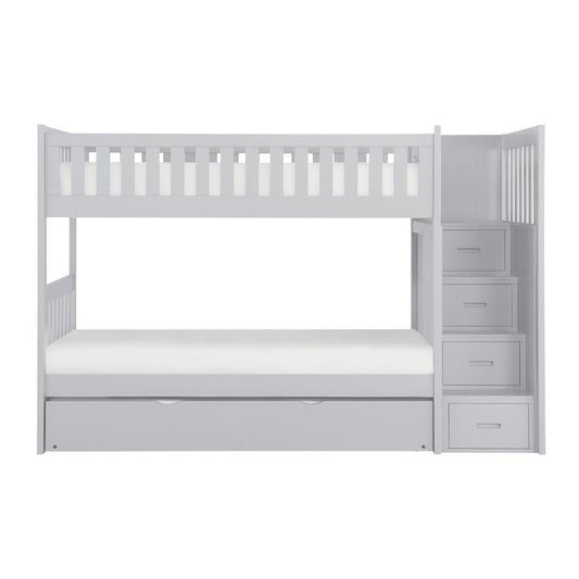 Orion Bunk Bed w/ Reversible Step Storage and Twin Trundle in Gray B2063SB-1*R