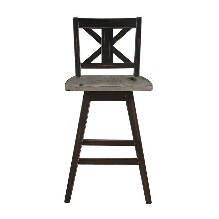 Amsonia Swivel Counter Height Chair in Gray and Black (Set of 2)