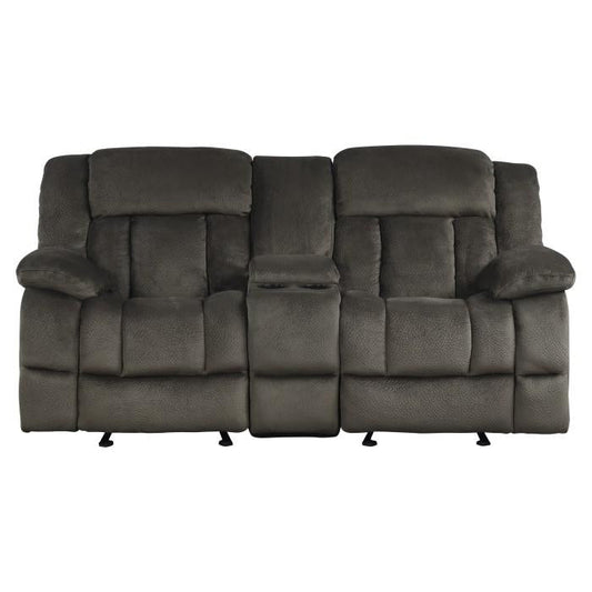 Laurelton Double Glider Reclining Loveseat w/ Center Console in Chocolate 9636-2