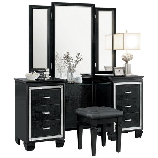 Allura Vanity Dresser with Mirror in Black 1916BK-15*