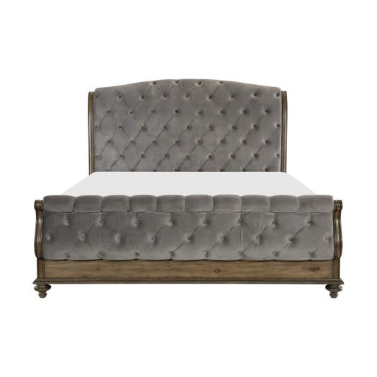 Rachelle Queen Sleigh Bed in Weathered Pecan 1693-1*