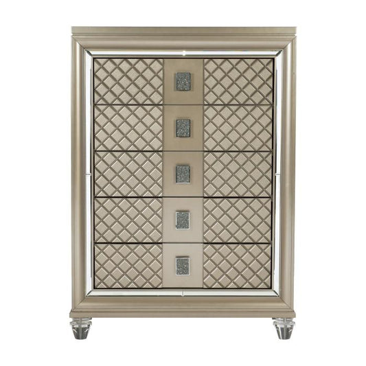Loudon 5 Drawer Chest in Champagne Metallic 1515-9