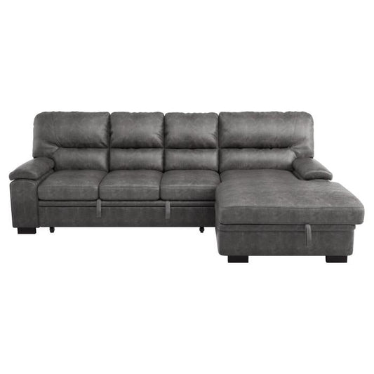 Michigan Sectional with Pull Out Bed and Right Chaise in Dark Gray