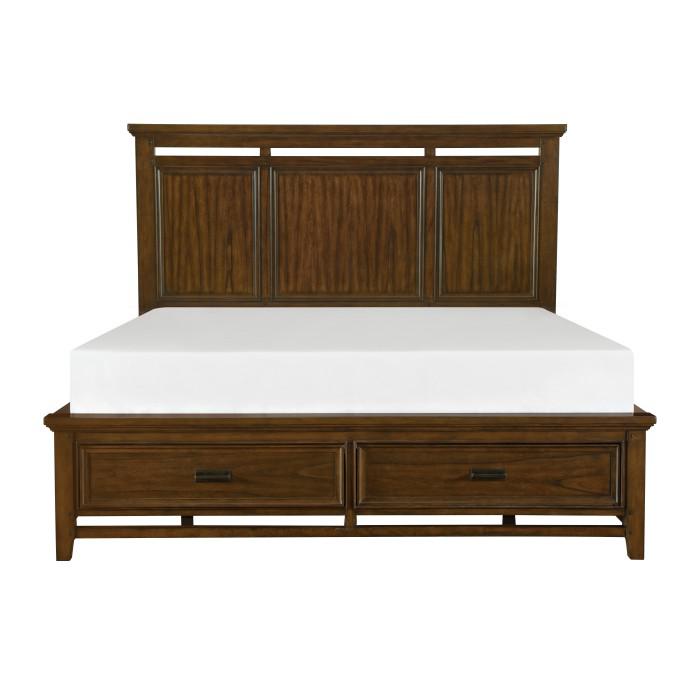 Frazier Queen Upholstered Storage Platform Bed in Dark Cherry 1649-1*