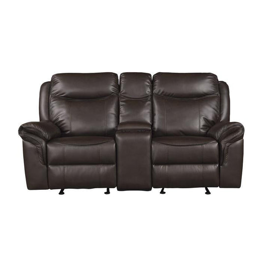 Aram Double Glider Reclining Loveseat in Brown 8206BRW-2
