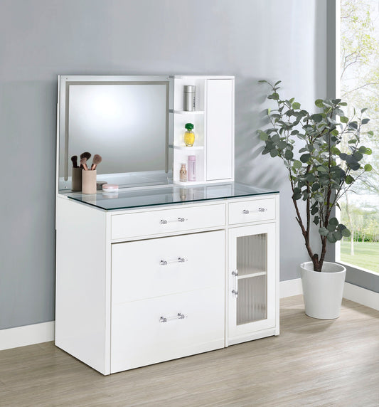 Flora Makeup Vanity Table with LED Mirror and Stool