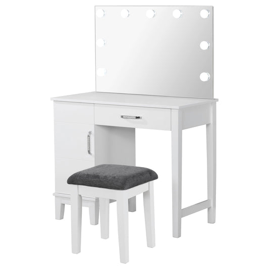 Elijah Makeup Vanity Table with LED Mirror and Stool