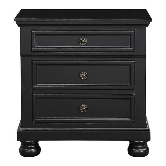 Laurelin 3 Drawer Nightstand in Black 1714BK-4