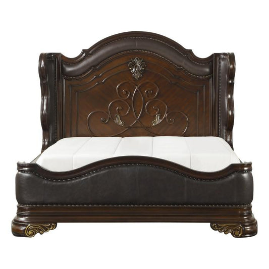 Royal Highlands Queen Upholstered Panel Bed in Rich Cherry 1603-1