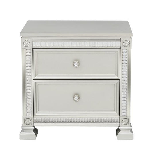 Bevelle 2 Drawer Nightstand in Silver 1958-4