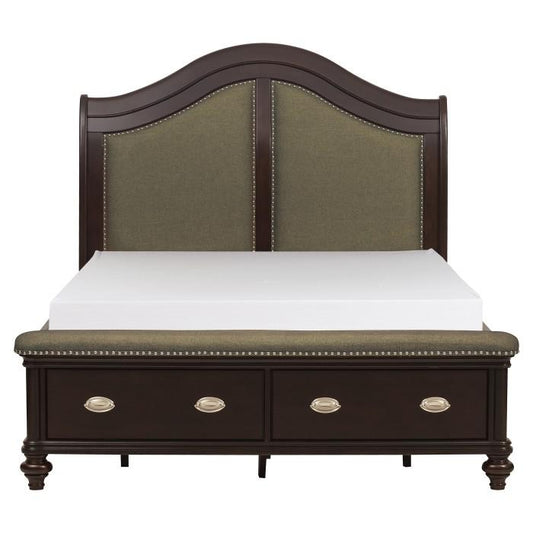 Marston Queen Sleigh Storage Bed in Dark Cherry 2615DC-1