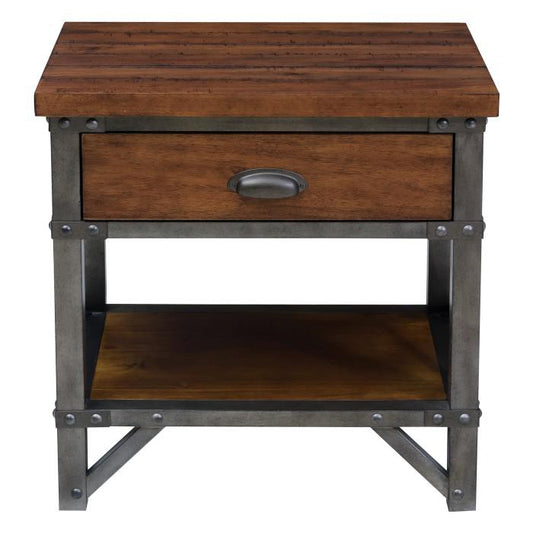 Holverson Nightstand in Rustic Brown & Gunmetal 1715-4