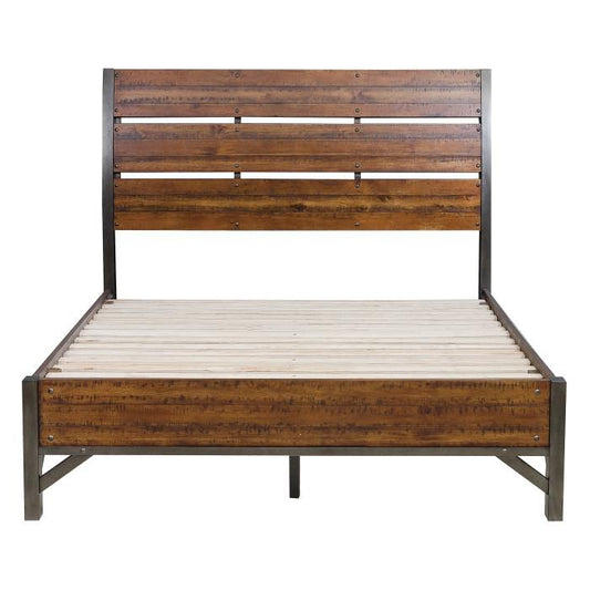 Holverson King Platform Bed in Rustic Brown & Gunmetal 1715K-1EK*