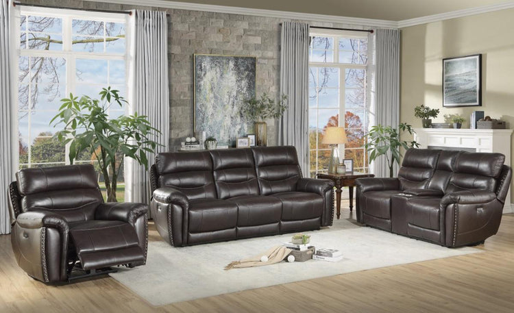 Lance Power Double Reclining Sofa with Power Headrests in Brown