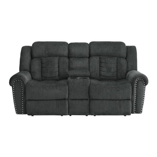 Nutmeg Double Reclining Loveseat in Charcoal Gray 9901CC-2