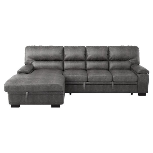 Michigan Sectional with Pull Out Bed and Left Chaise in Dark Gray