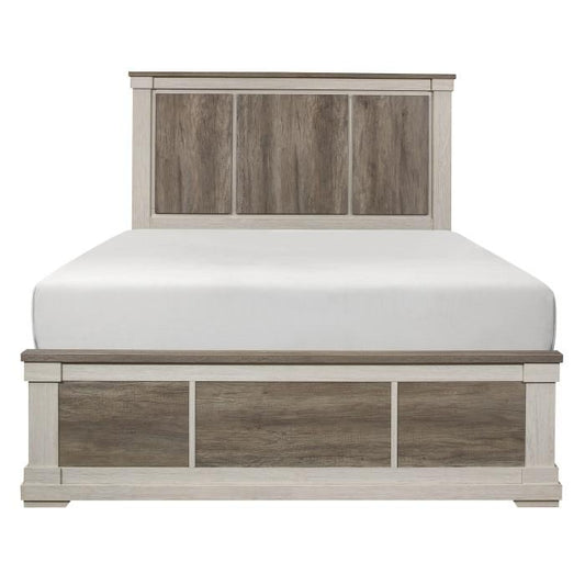 Arcadia Queen Panel Bed in White & Weathered Gray 1677-1*