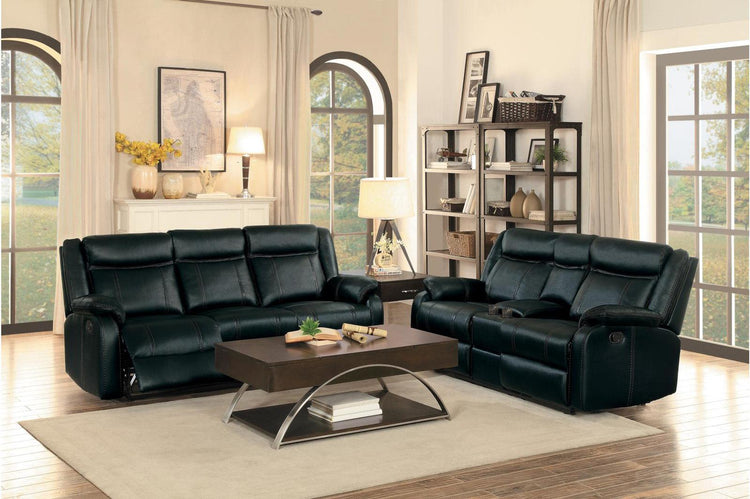 Jude Double Glider Recliner Sofa in Black 8201BLK-3