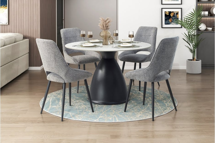 Ledgen Round Marble Top 5 Piece Dining Set